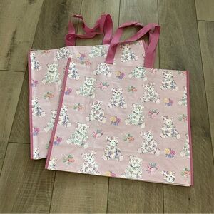 Homegoods TJMaxx Marshalls Viral Teddy Bear Floral Print Tote Bags Set of 2 NWOT